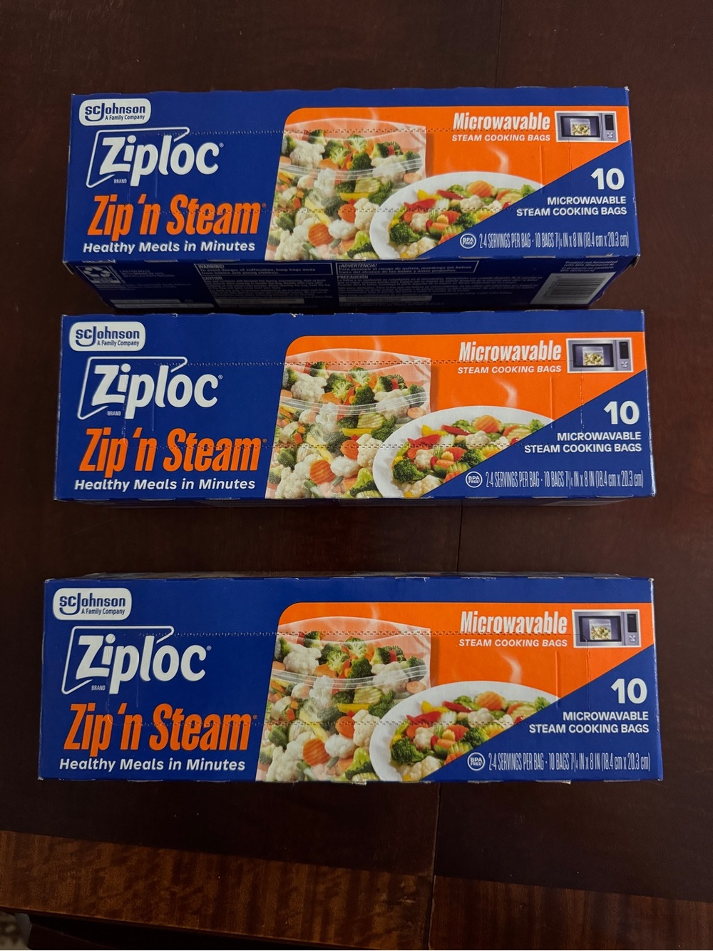 Ziploc Zip ‘n Steam Microwavable Steam Cooking Bags - 3 Boxes (10 bags each) NIB